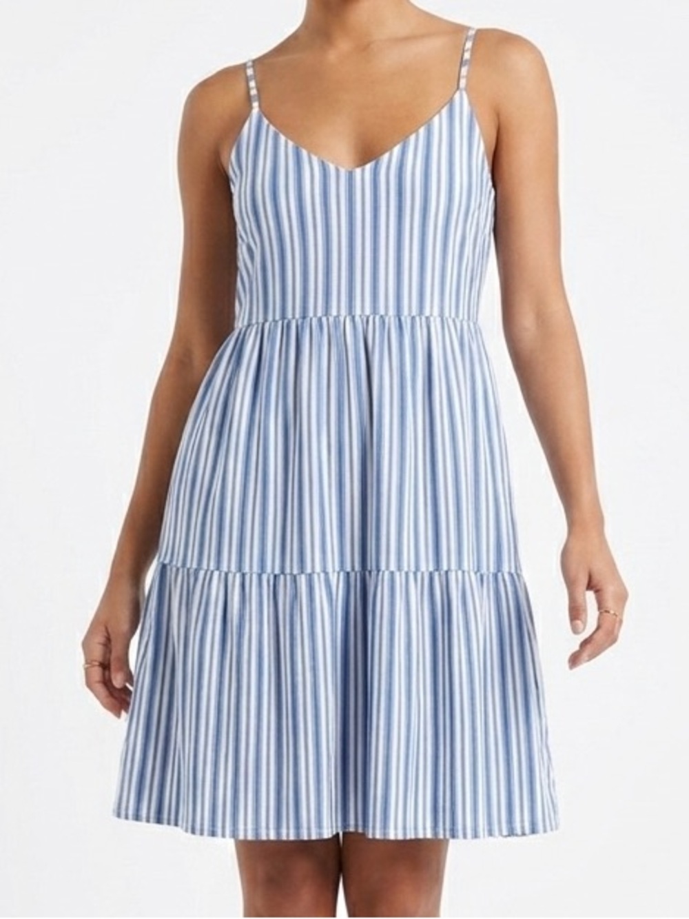 NWT GAP Blue and White Striped Spaghetti Strap Tiered Sundress S
